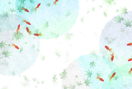 Goldfish Maple Japanese Pattern Backgroundのイラスト素材