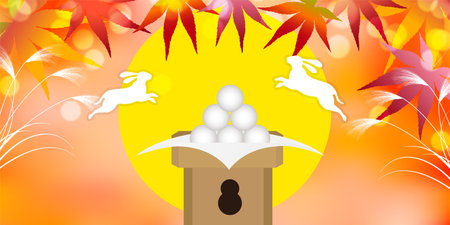 Fifteen Nights Moon Viewing Silver Grass Backgroundのイラスト素材