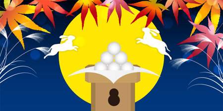 Fifteen Nights Moon Viewing Silver Grass Backgroundのイラスト素材