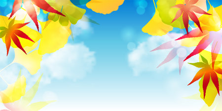 Autumn Color Maple Tree Ginkgo Backgroundのイラスト素材