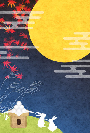 Fifteen Nights Moon Viewing Silver Grass Backgroundのイラスト素材
