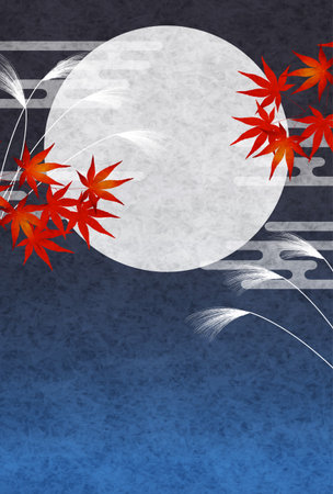 Fifteen Nights Moon Viewing Maple Tree Backgroundのイラスト素材