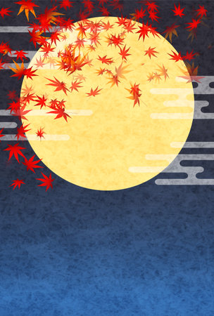 Fifteen Nights Moon Viewing Maple Tree Backgroundのイラスト素材