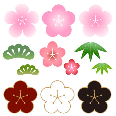 pine bamboo and plum New Year's card flower iconのイラスト素材