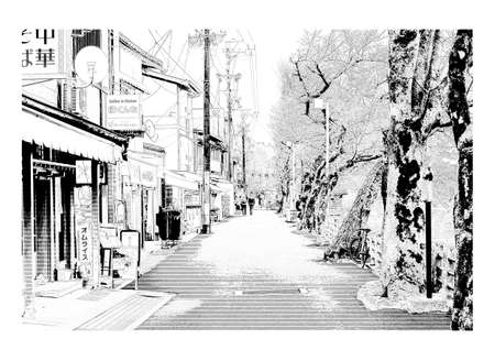 Line art perspective view manga background style janpan