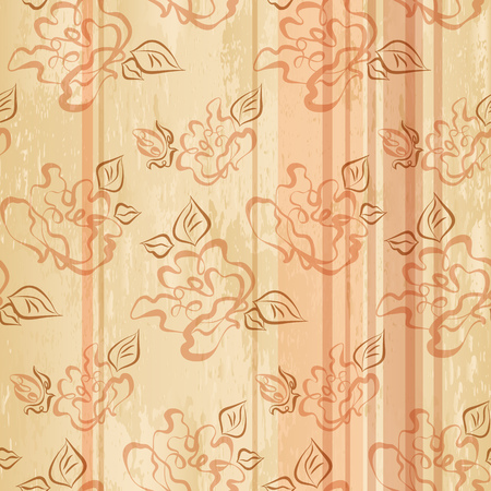 Seamless pattern with sketch rosesのイラスト素材