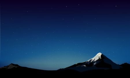 Mountain, hill and forest landscape view background vector illustration. Beauty nature horison for cover, poster, cards and prints.のイラスト素材