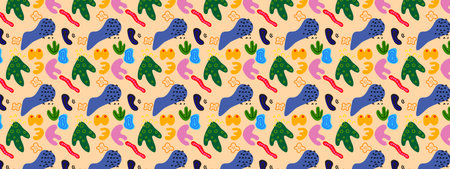 Abstract pattern seamless floral, flowers and plants hand drawing background vector illustration. ...