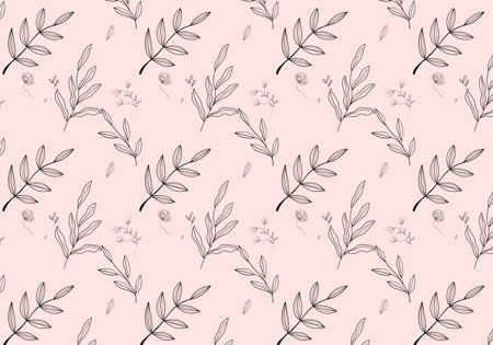 Abstract pattern seamless floral, flowers and plants hand drawing background vector illustration.  Aesthetic design for fabric, textile, fashion and prints.のイラスト素材