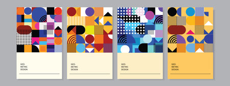 Abstract set of geometric and shapes, doodle and line bauhaus pattern style vector illustration....