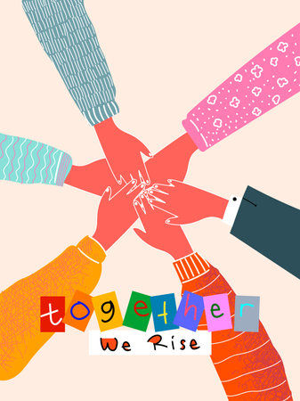 An illustration of diversity people concept of racial equality and anti racism vector design.Multicultural and multiracial society.のイラスト素材