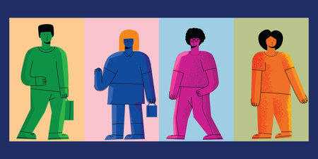 An illustration of diversity people concept of racial equality and anti racism vector design.Multicultural and multiracial society.のイラスト素材