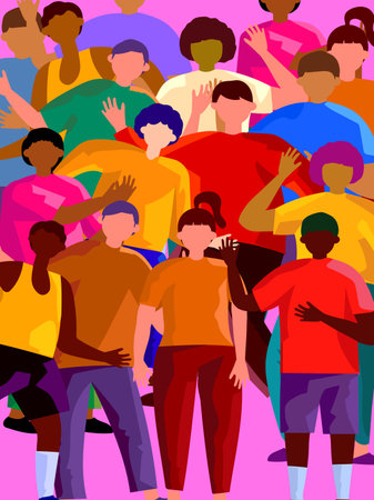 An illustration of diversity people concept of racial equality and anti racism vector design.Multicultural and multiracial society.のイラスト素材