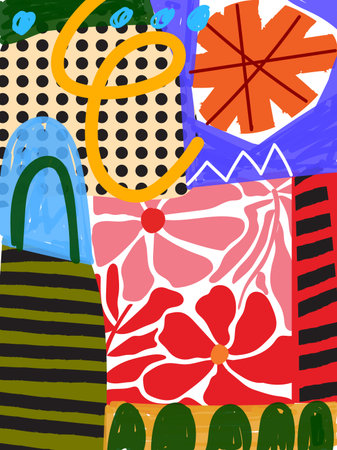 Abstract nature, floral, plants and flower colorful lines drawing hand drawn and pattern vector...