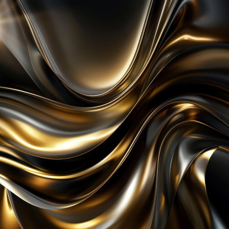Intricate golden swirling design on metallic background, conveying a sense of luxury and complexity.の素材