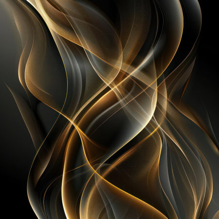 A dynamic abstract background with colorful, flowing lines that create a sense of movement and energy.の素材