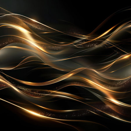 Smooth flowing golden lines, reminiscent of a stylized river or liquid.の素材