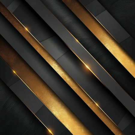Sleek metallic design with gold and black stripes, suitable for various uses from wallpaper to textiles.の素材
