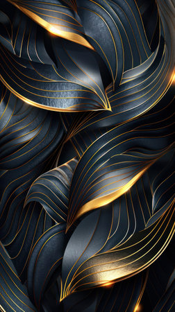 Vibrant golden swirls create a mesmerizing and intricate pattern.の素材