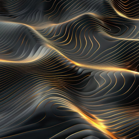 Intricate pattern of smooth wavy lines and curves, suggesting motion or flow.の素材