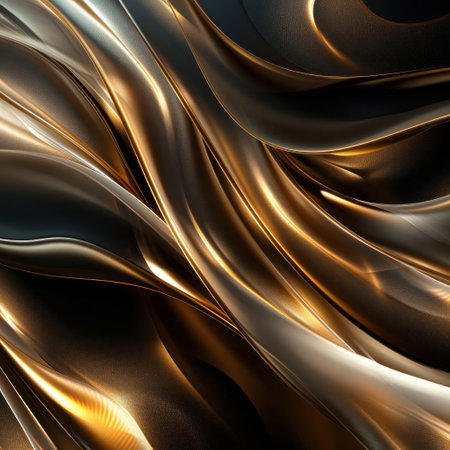 Smooth flowing golden metal waves create a dynamic and luxurious appearance.の素材