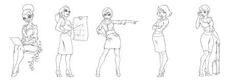 Vector illustration of business girls on white backgroundのイラスト素材