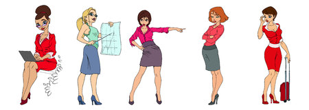 cute office girls in smart casual fashionのイラスト素材