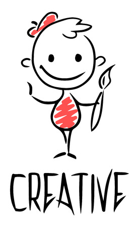 Sketch of a work leader creative. Doodle cute concept about power. Hand drawn cartoon vector illustration for business design.のイラスト素材