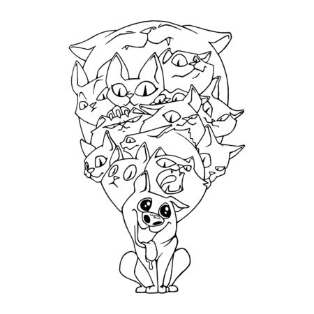 dog with cats, sketch of handwork.のイラスト素材