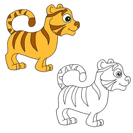Hand drawn animal for painting with sample. Cartoon tigerのイラスト素材