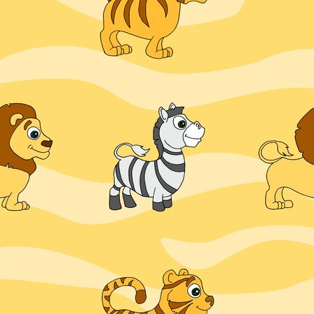 wild african lion, tiger and zebraのイラスト素材