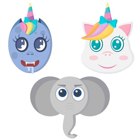 a set of children's drawings fabulous animalsのイラスト素材