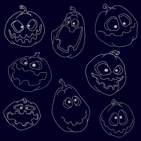 Hand drawn pumpkin set for halloweenのイラスト素材