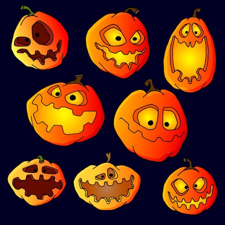 Hand drawn pumpkin set for halloweenのイラスト素材