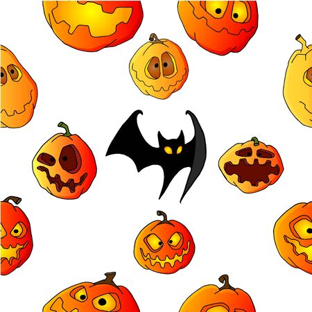 Halloween pumpkin set seamless patternのイラスト素材