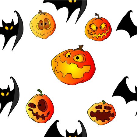Halloween pumpkin set seamless patternのイラスト素材