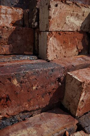 bricks stacked in construction plane detail
