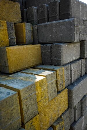 yellow and gray concrete blocksの写真素材