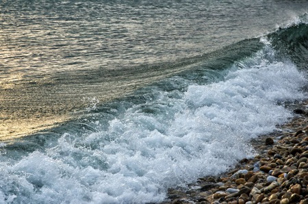 waves in seaside, lake Baikal in December