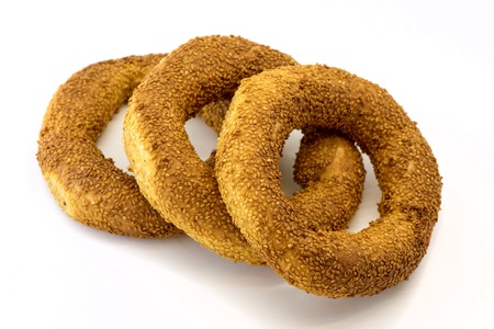 Simit Turkish bagel isolated on white background