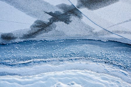 texture of ice on blue background