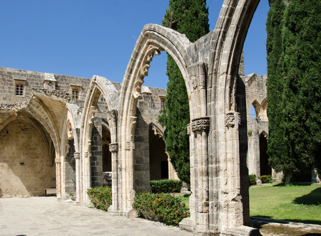 Arch and columns at Bellapais Abbey. Kyrenia. Cyprusの写真素材