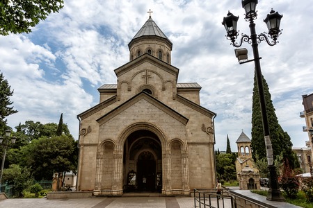 Tbilisi, Georgia - July, 5, 2018. The old Kasveti Church of St George is the pearl of Rustaveli...