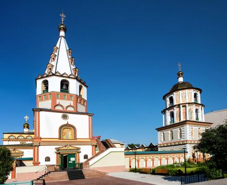 Russia, Irkutsk - July 7, 2019: The Cathedral of the Epiphany of the Lord. Orthodox Church, Catholic...