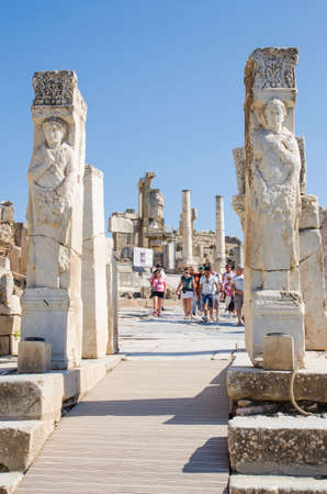 Ephesus, Turkey - October, 1, 2015: Ancient city ruinsのeditorial素材