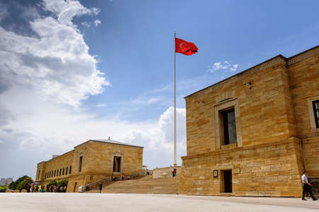 Ankara, Turkey - June 24, 2018:Tourists visiting Ataturk Mausoleum, Anitkabir, monumental tomb of Mustafa Kemal Ataturk, entranceのeditorial素材