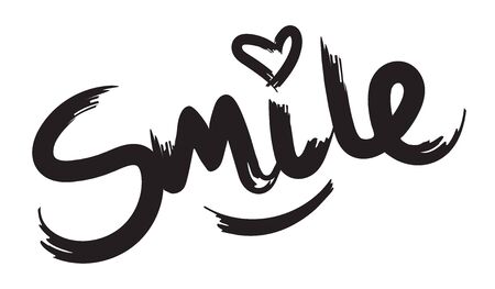 Smile handwritten brush lettering with halftone effect. Modern calligraphy isolated on a white background.のイラスト素材