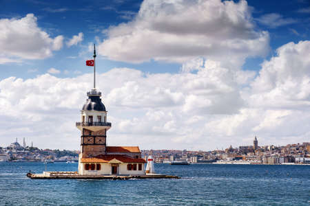 Istanbul, Turkey - September 5, 2021: Bosphorus with famous Maiden Tower Kiz Kulesiのeditorial素材