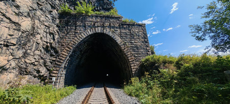 Old tunnel on Circum-Baikal Railwayの写真素材