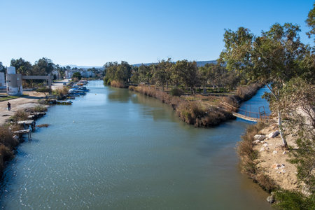 Channel in Mersin Province, Atakent, near the point where it meets the seaの写真素材